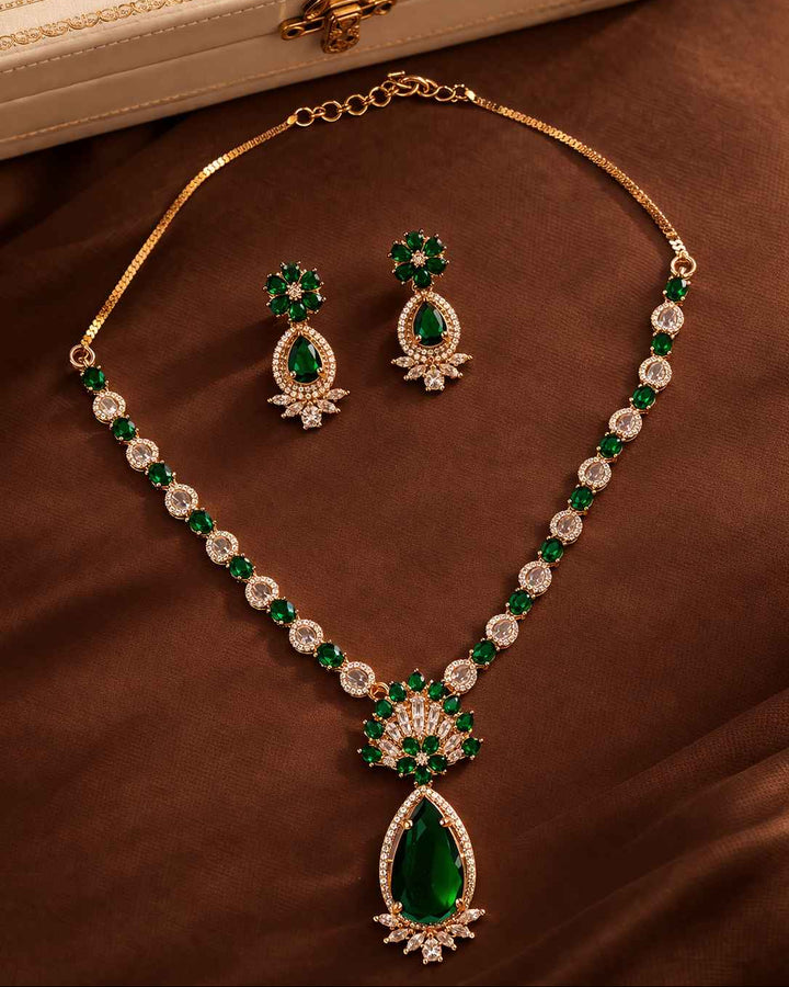 American Diamond Zirconia Layered Necklace Set Elizabeth