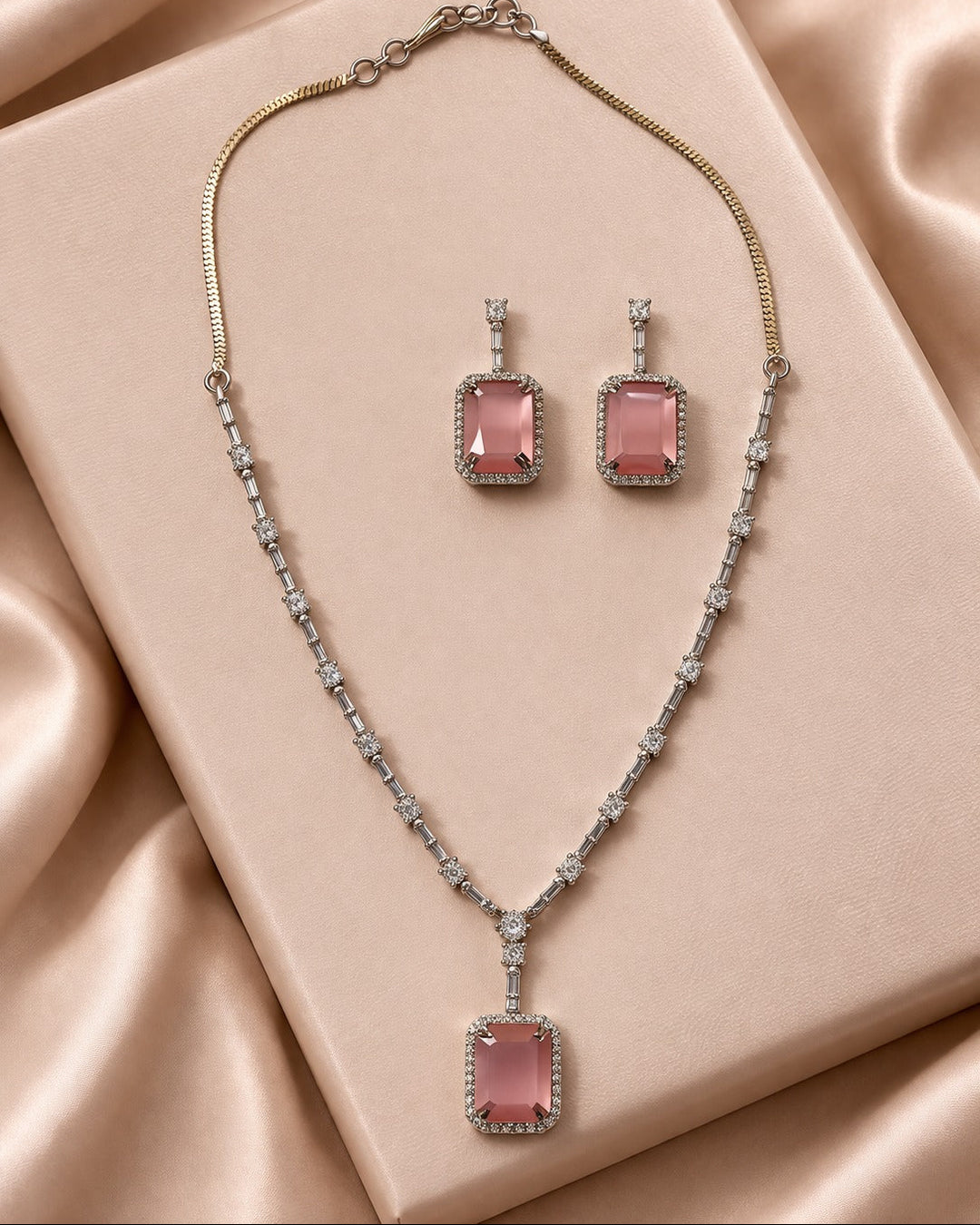 American Diamond Zirconia Layered Necklace Set Lily