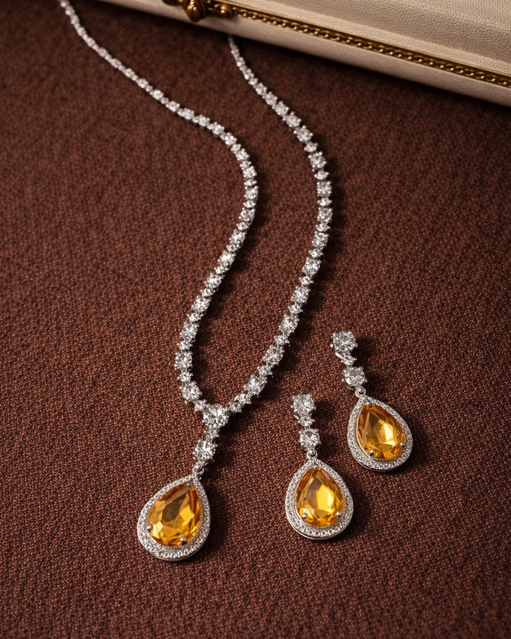 American Diamond Zirconia Layered Necklace Set Emily