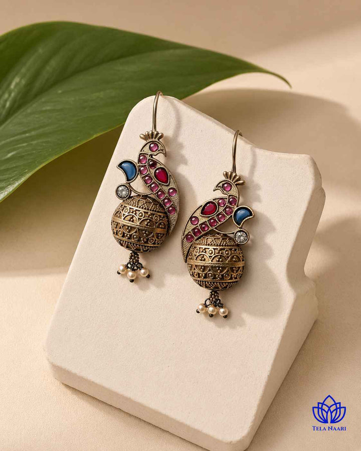 Classic Iravati Silver Plated Red Light Weight Hook Earrings