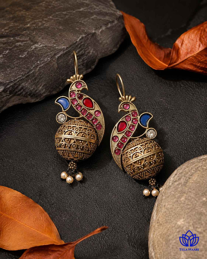 Classic Iravati Silver Plated Red Light Weight Hook Earrings