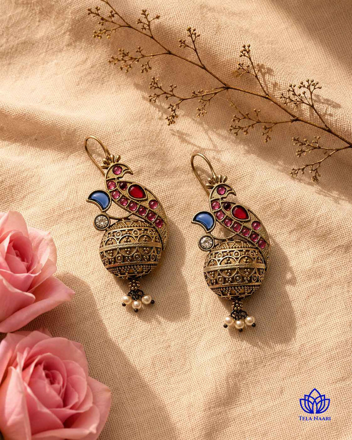 Classic Iravati Silver Plated Red Light Weight Hook Earrings