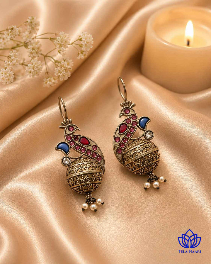 Classic Iravati Silver Plated Red Light Weight Hook Earrings