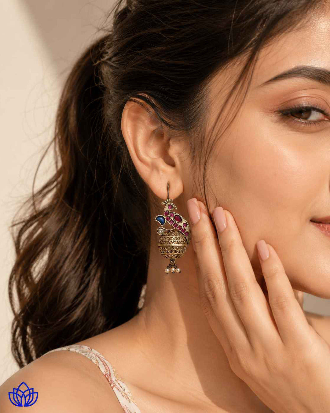 Classic Iravati Silver Plated Red Light Weight Hook Earrings