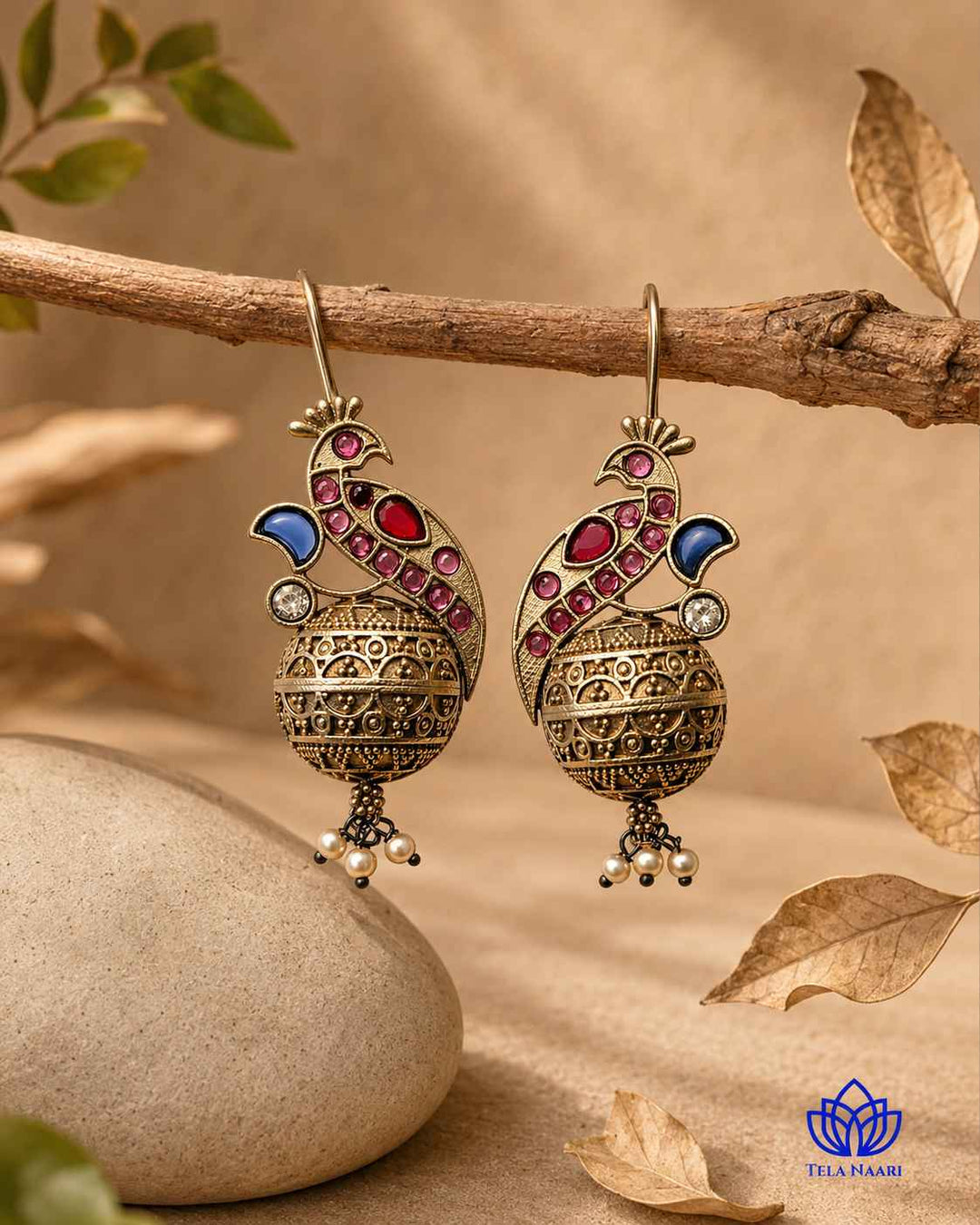 Classic Iravati Silver Plated Red Light Weight Hook Earrings