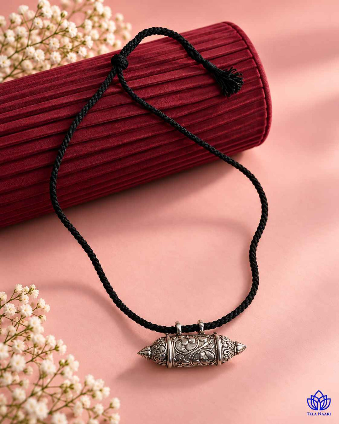 Revathi Silver Plated Black Thread Necklace
