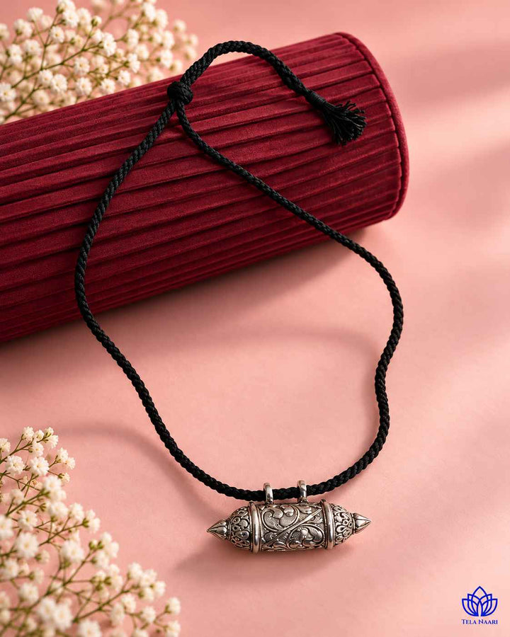 Revathi Silver Plated Black Thread Necklace