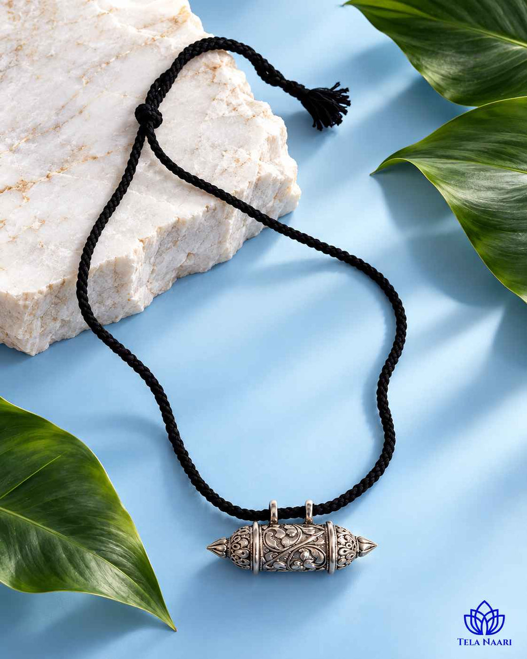 Revathi Silver Plated Black Thread Necklace