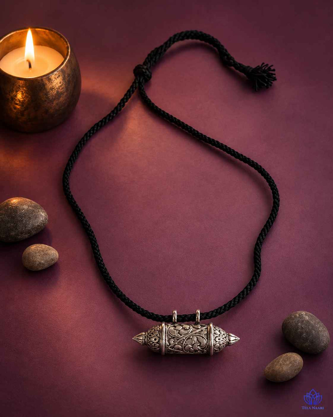 Revathi Silver Plated Black Thread Necklace