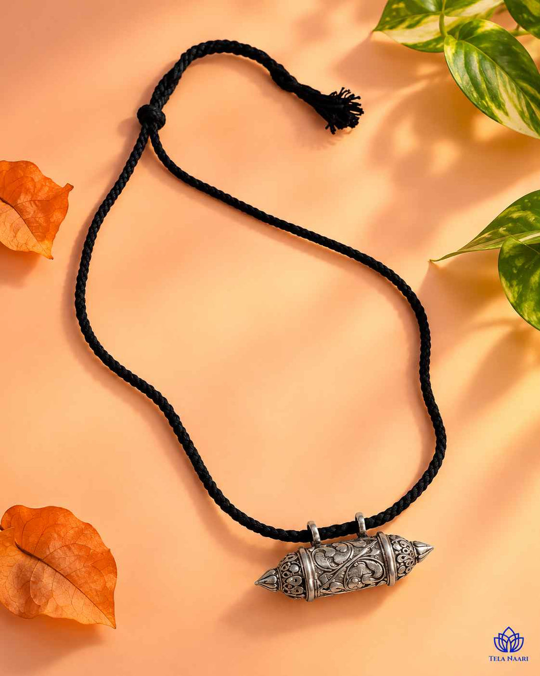 Revathi Silver Plated Black Thread Necklace