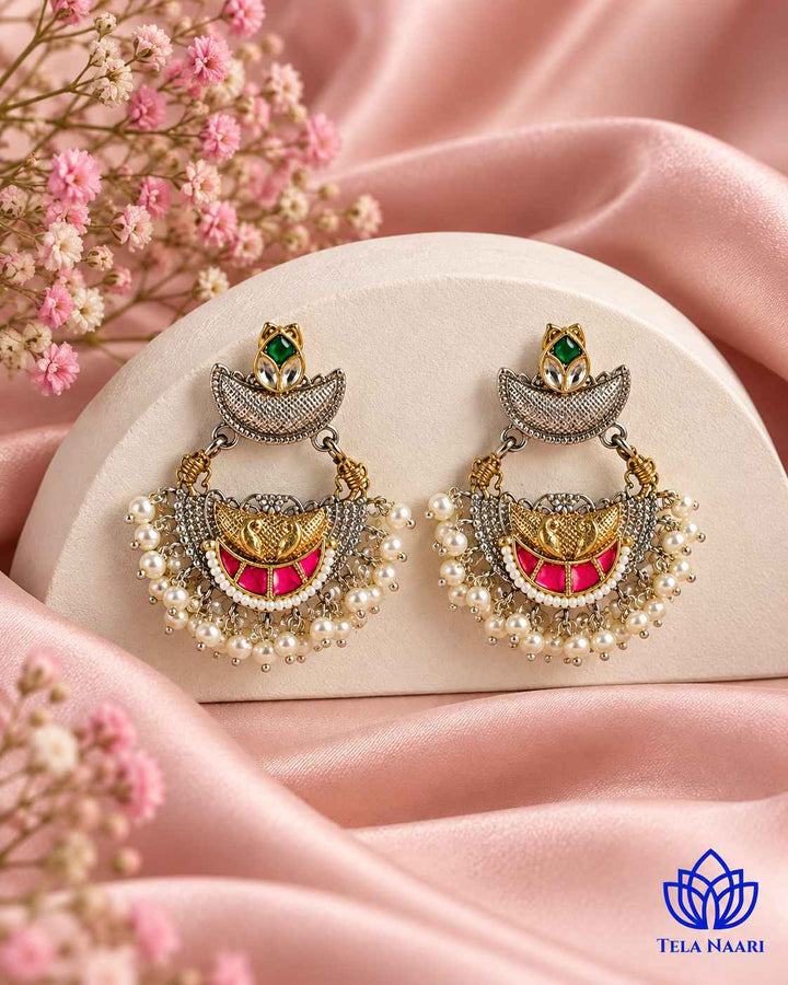 Parul Pachi Kundan Fusion Dual Tone Earrings
