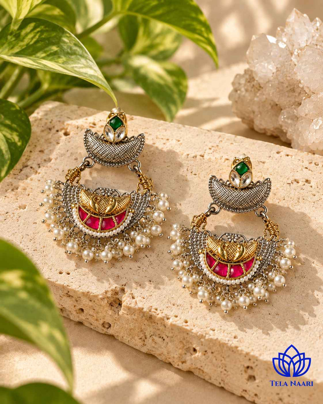 Parul Pachi Kundan Fusion Dual Tone Earrings