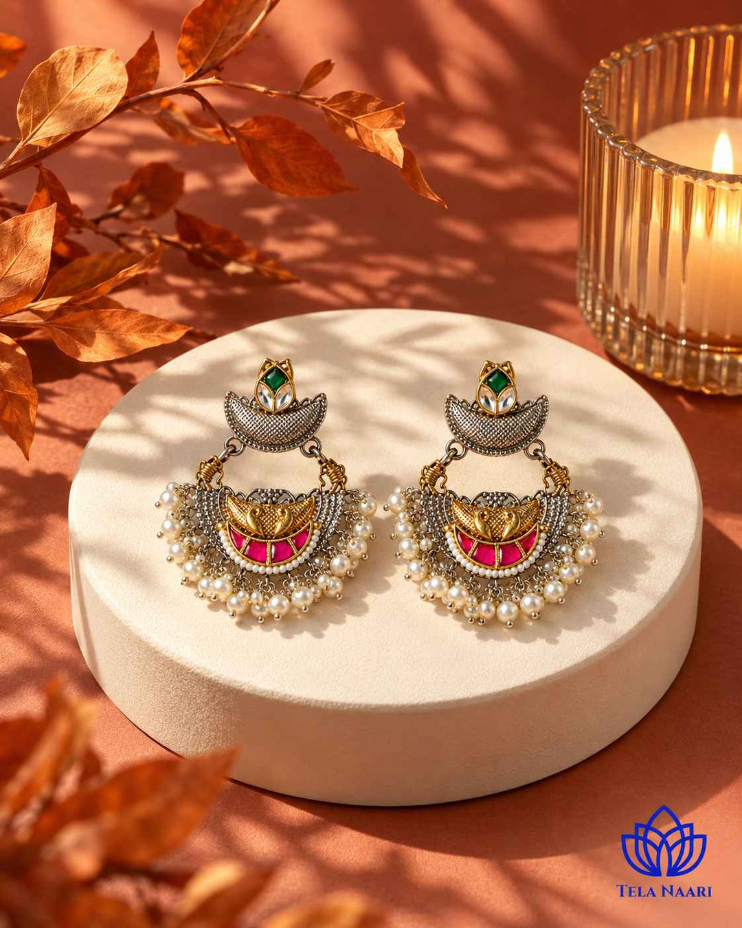 Parul Pachi Kundan Fusion Dual Tone Earrings