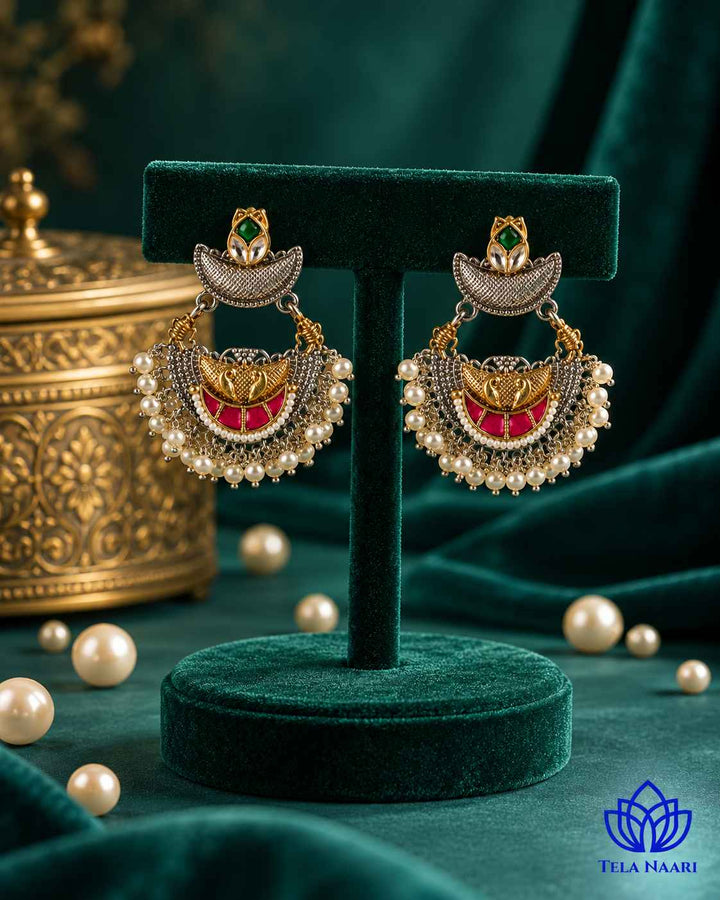 Parul Pachi Kundan Fusion Dual Tone Earrings