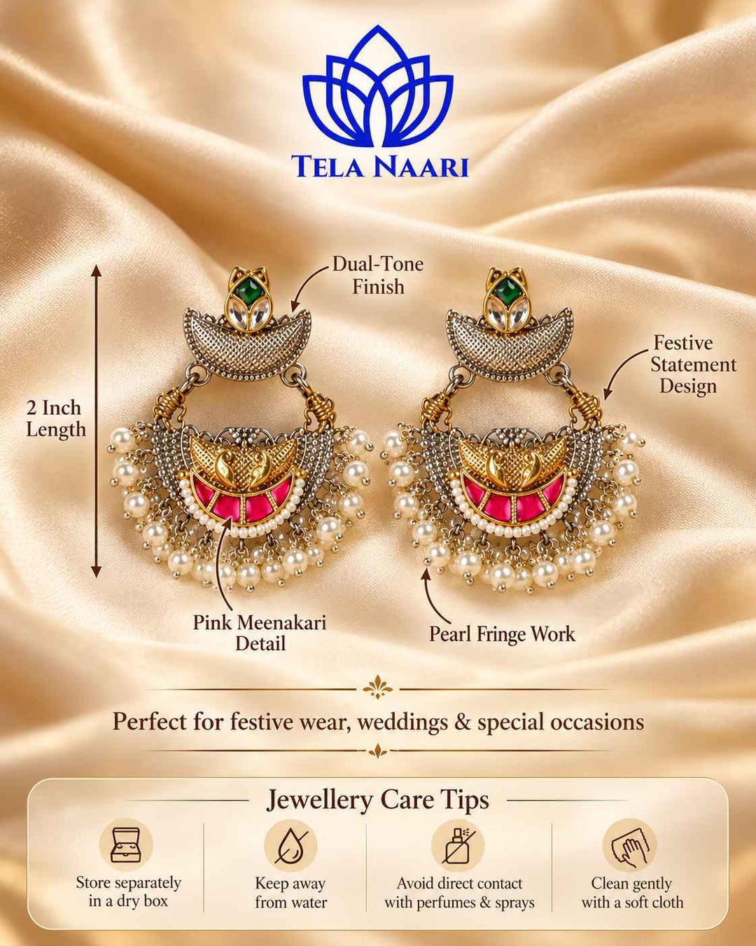 Parul Pachi Kundan Fusion Dual Tone Earrings