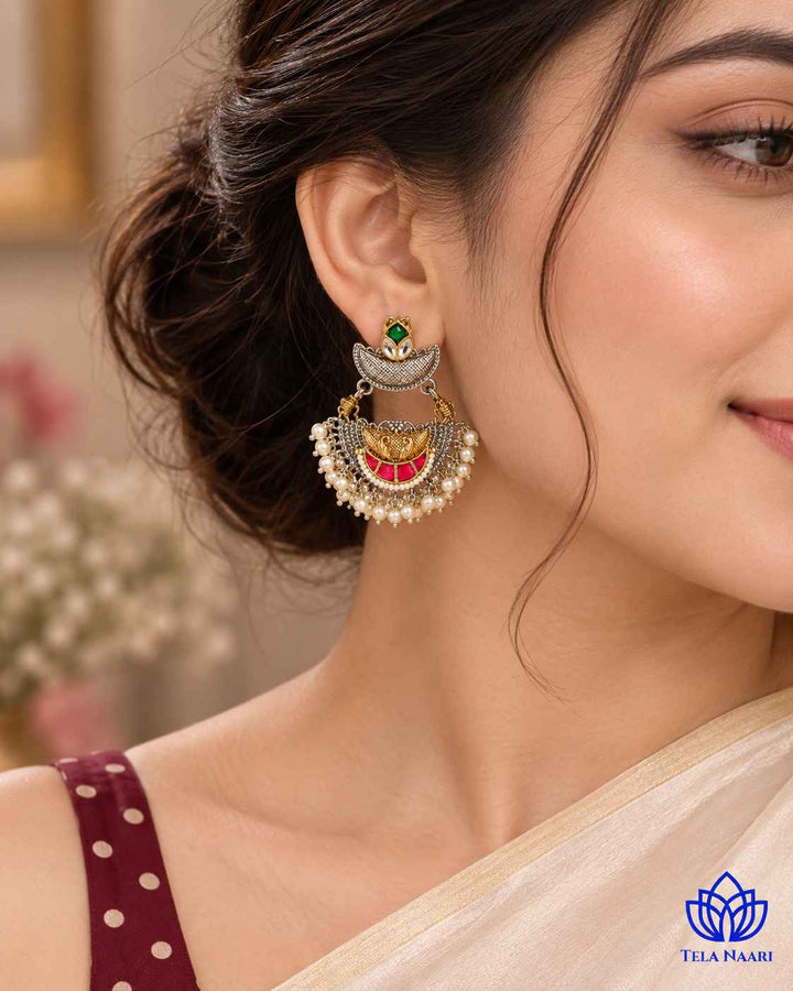 Parul Pachi Kundan Fusion Dual Tone Earrings
