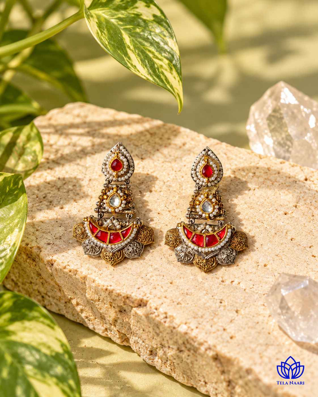 Vidhi Pachi Kundan Fusion Dual Tone Earrings