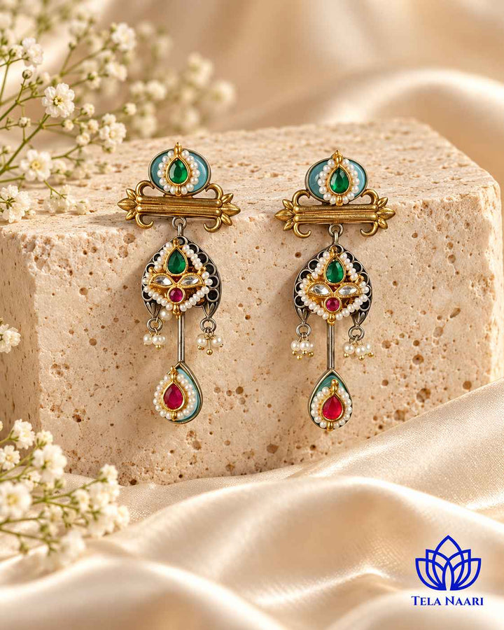 Bindu Pachi Kundan Fusion Dual Tone Earrings