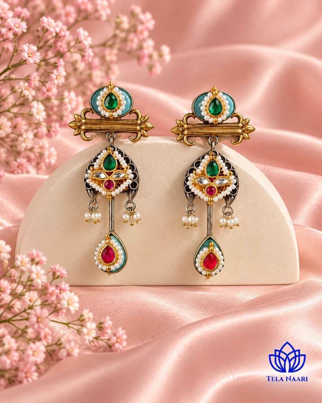 Bindu Pachi Kundan Fusion Dual Tone Earrings