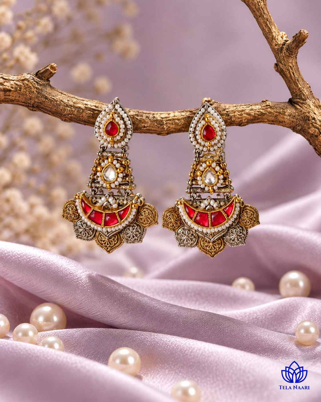 Vidhi Pachi Kundan Fusion Dual Tone Earrings