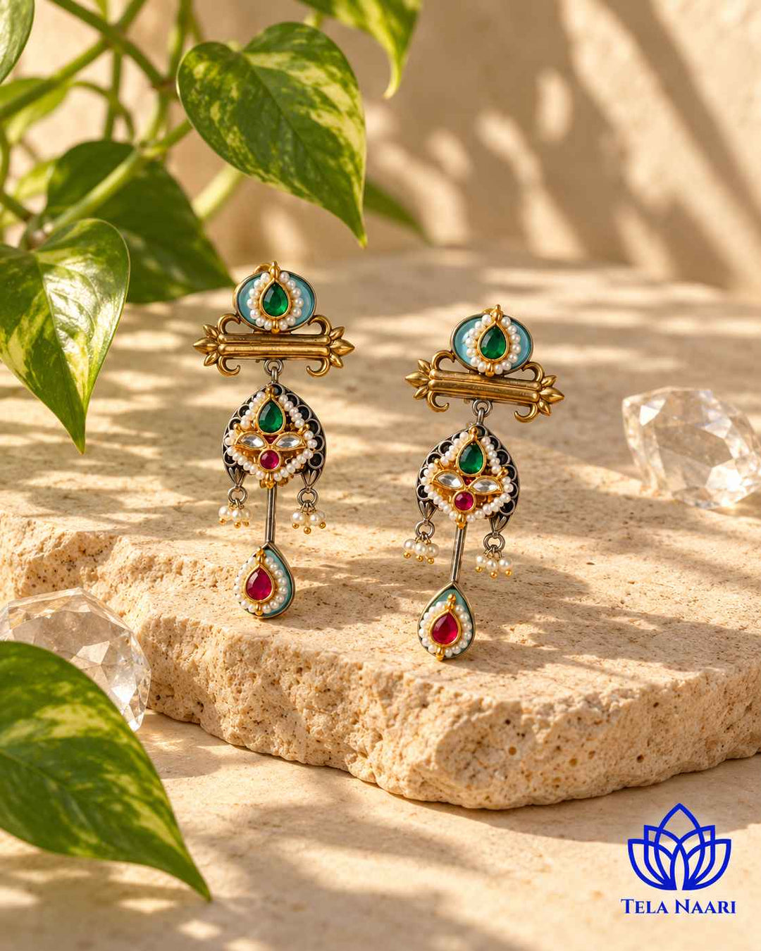 Bindu Pachi Kundan Fusion Dual Tone Earrings