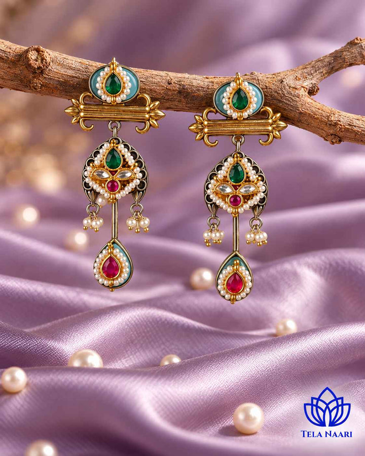 Bindu Pachi Kundan Fusion Dual Tone Earrings