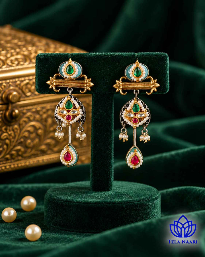Bindu Pachi Kundan Fusion Dual Tone Earrings