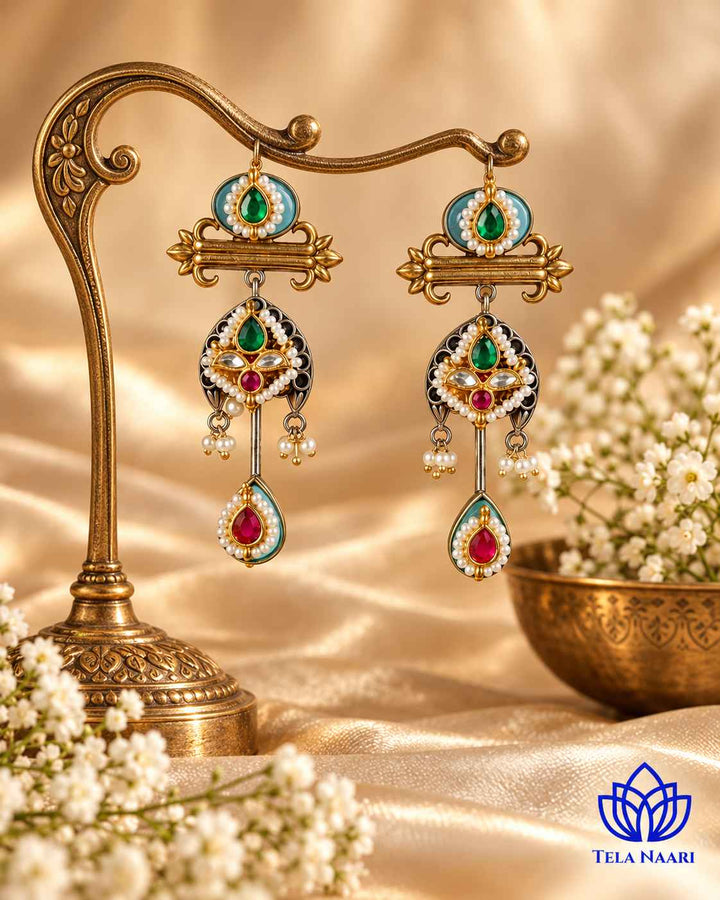Bindu Pachi Kundan Fusion Dual Tone Earrings
