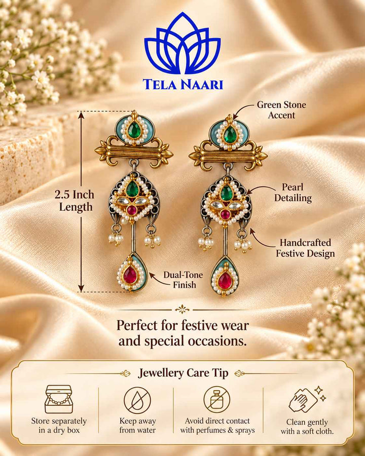 Bindu Pachi Kundan Fusion Dual Tone Earrings