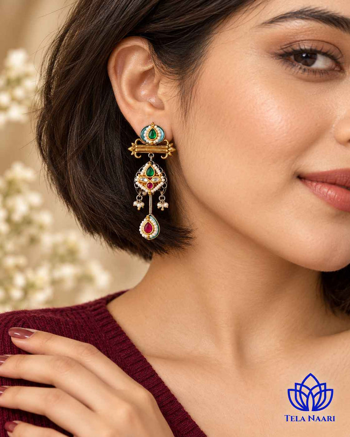 Bindu Pachi Kundan Fusion Dual Tone Earrings