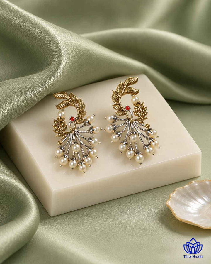 Subhashree Dual Tone Silver Plated Earrings