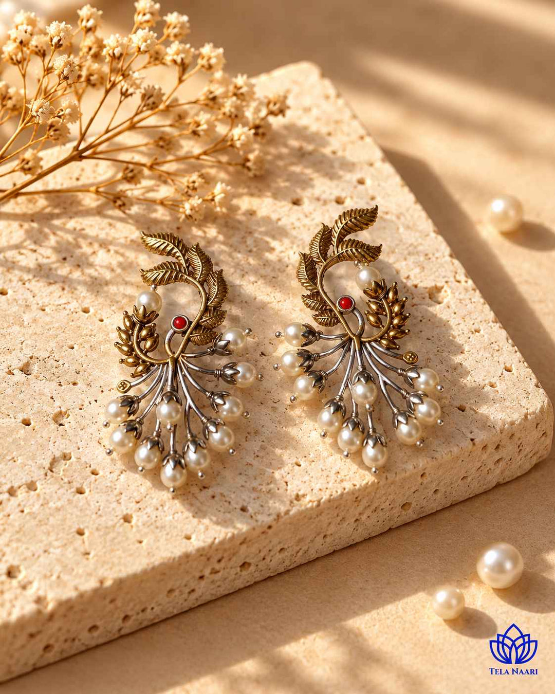 Subhashree Dual Tone Silver Plated Earrings