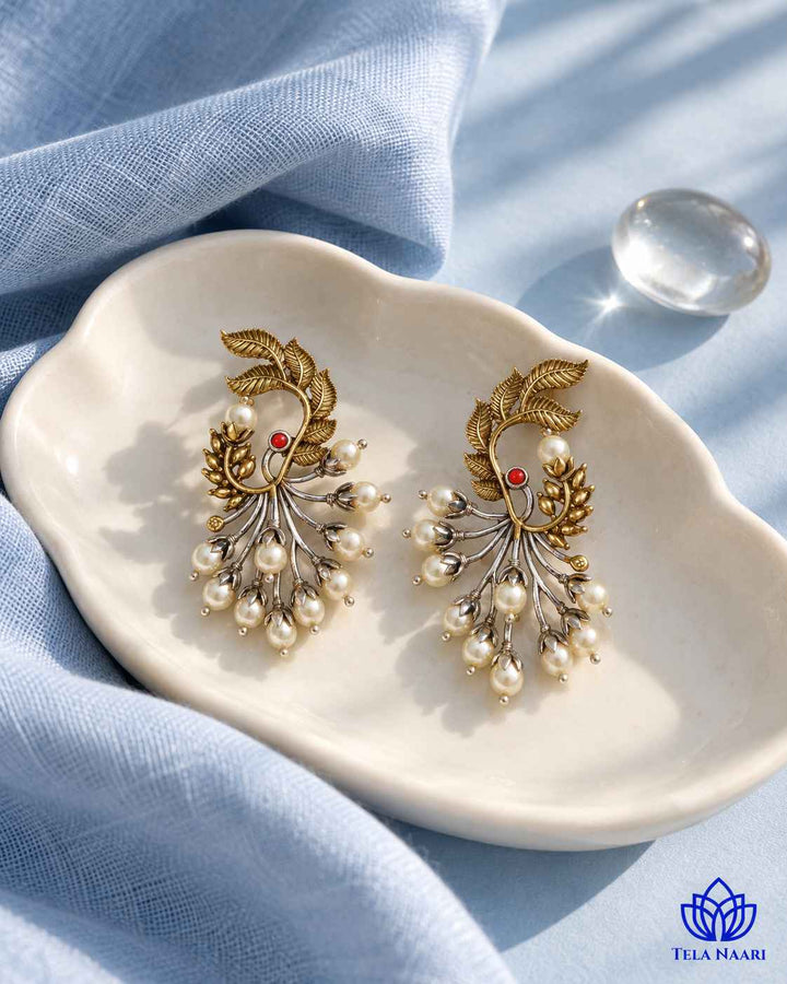 Subhashree Dual Tone Silver Plated Earrings