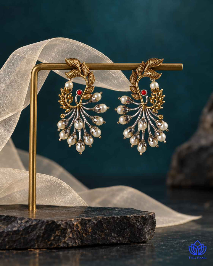 Subhashree Dual Tone Silver Plated Earrings