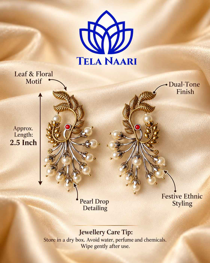 Subhashree Dual Tone Silver Plated Earrings