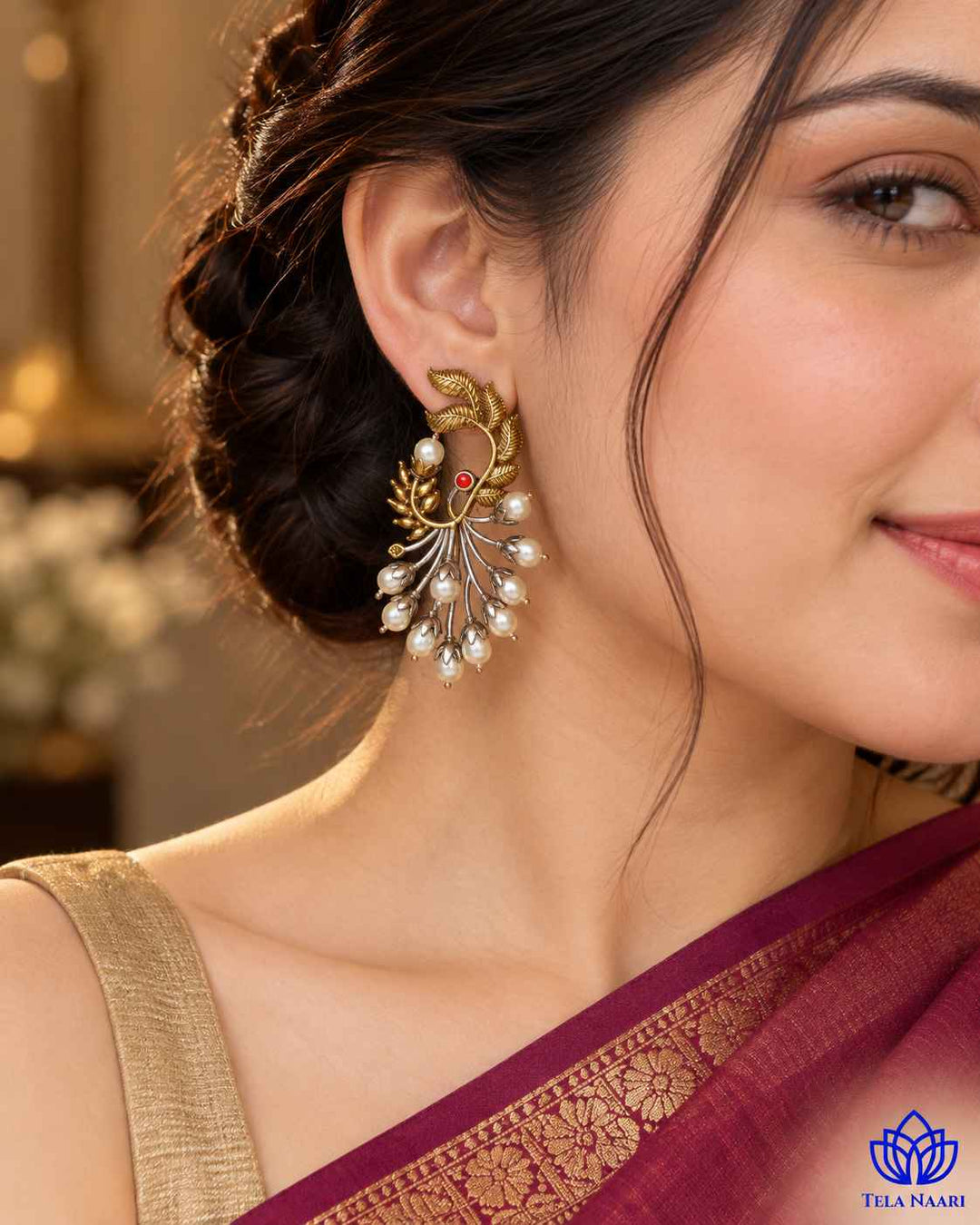 Subhashree Dual Tone Silver Plated Earrings