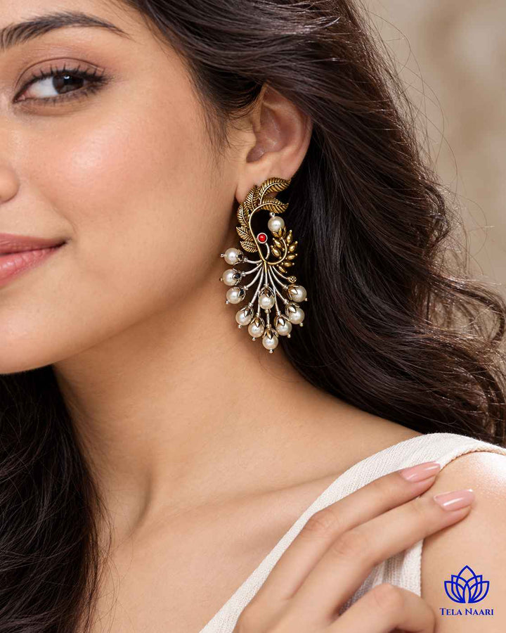 Subhashree Dual Tone Silver Plated Earrings