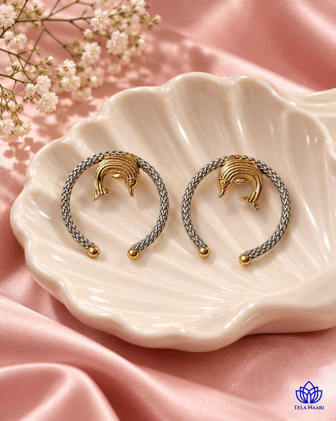 Prajakta Dual Tone Fish Stud Earrings