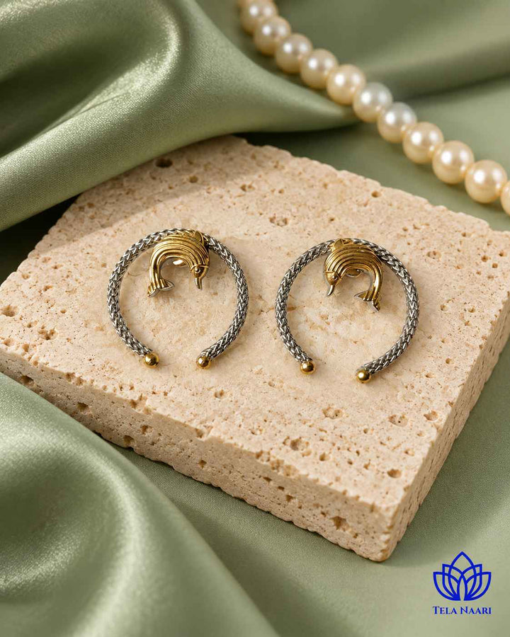 Prajakta Dual Tone Fish Stud Earrings