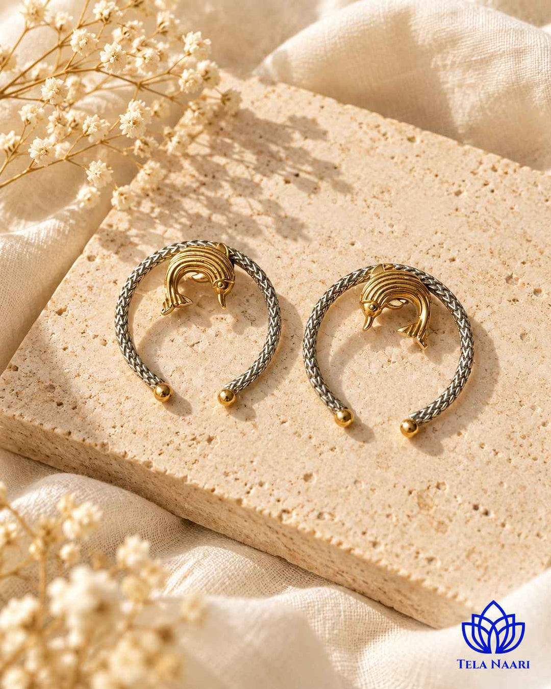 Prajakta Dual Tone Fish Stud Earrings