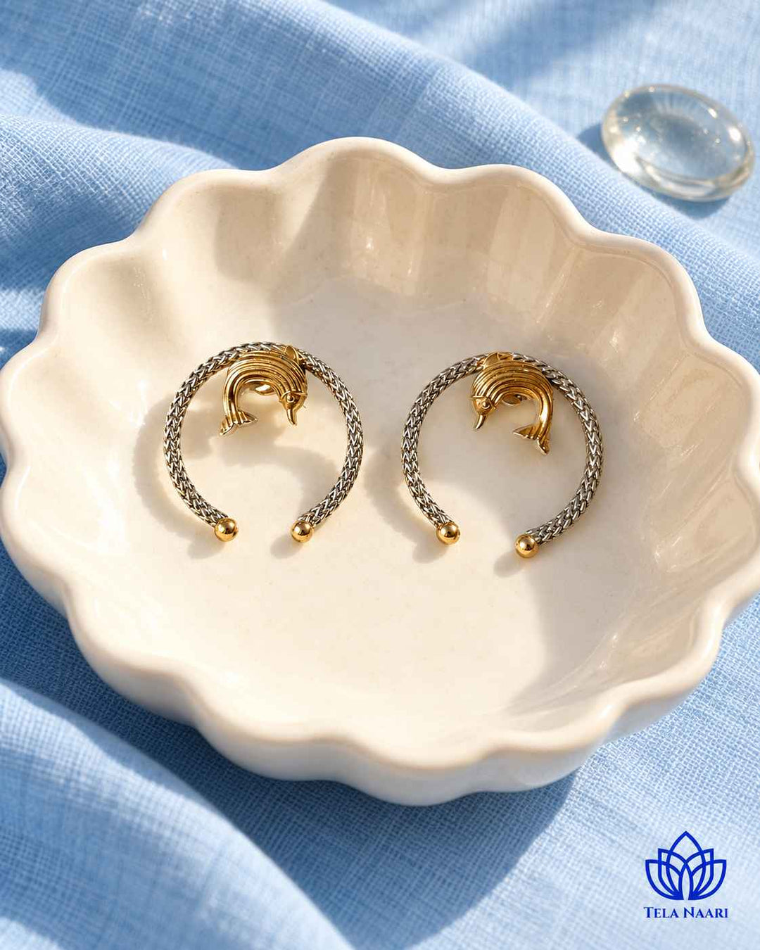 Prajakta Dual Tone Fish Stud Earrings