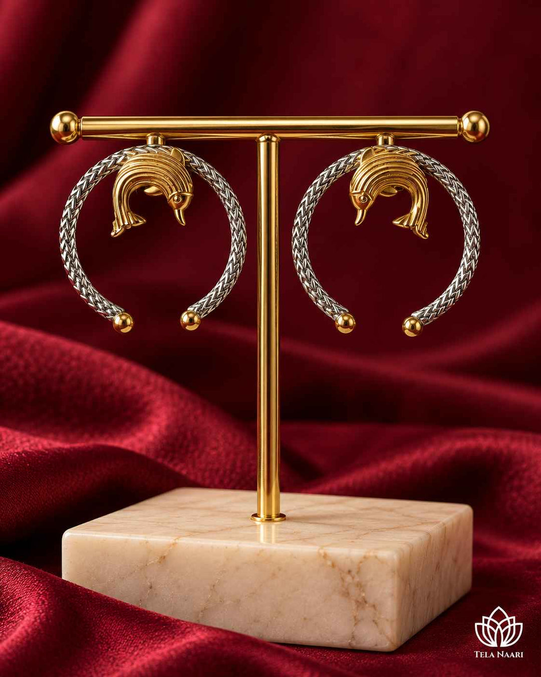 Prajakta Dual Tone Fish Stud Earrings