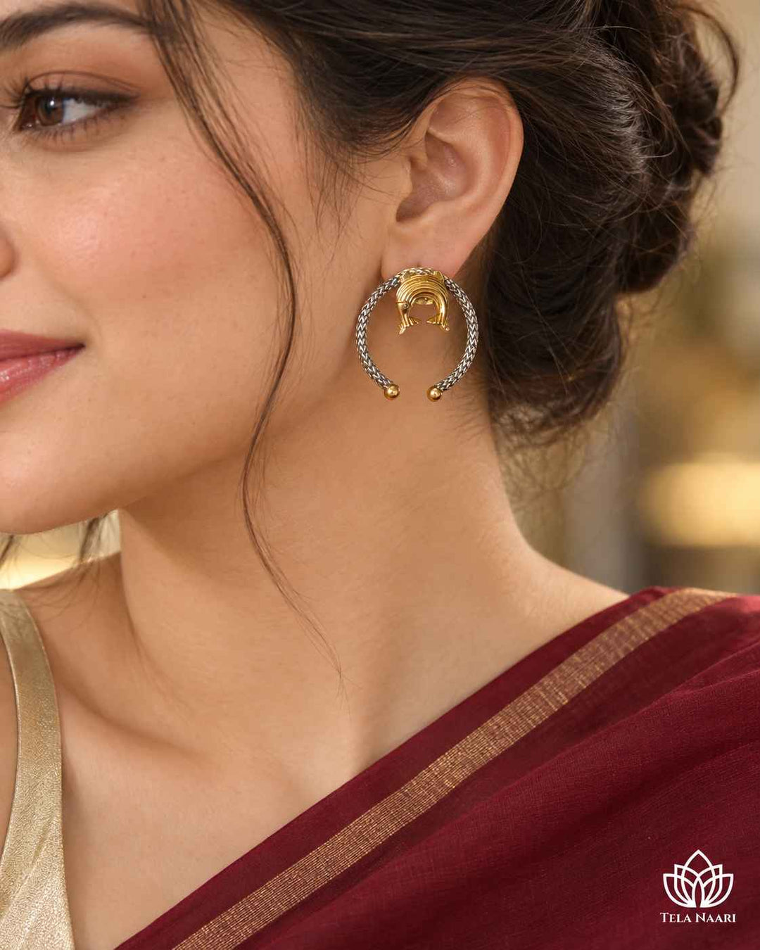 Prajakta Dual Tone Fish Stud Earrings