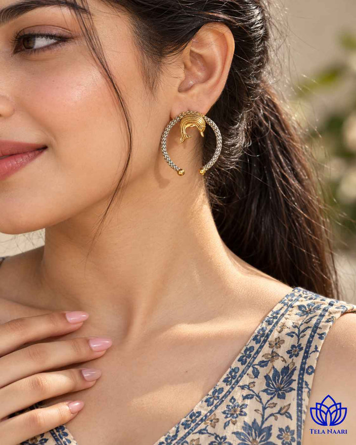 Prajakta Dual Tone Fish Stud Earrings