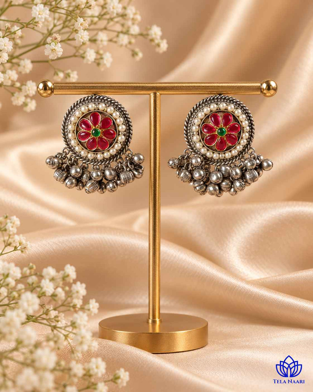 Swati Dual Tone Fushion Pachi Kundan Stud Earrings