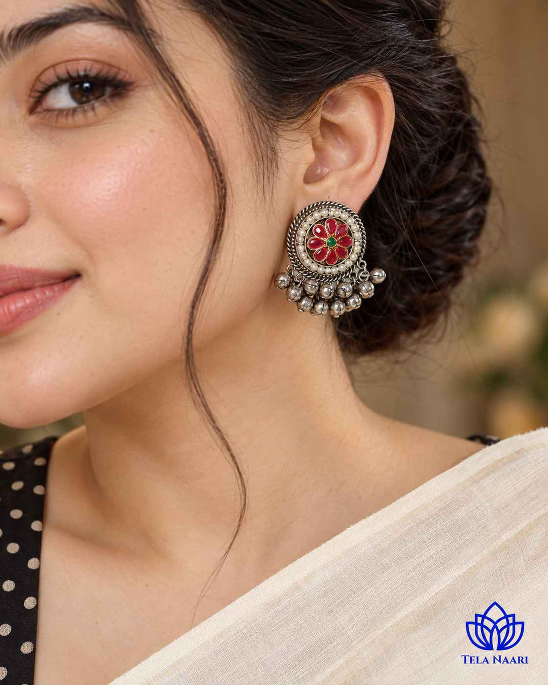 Swati Dual Tone Fushion Pachi Kundan Stud Earrings