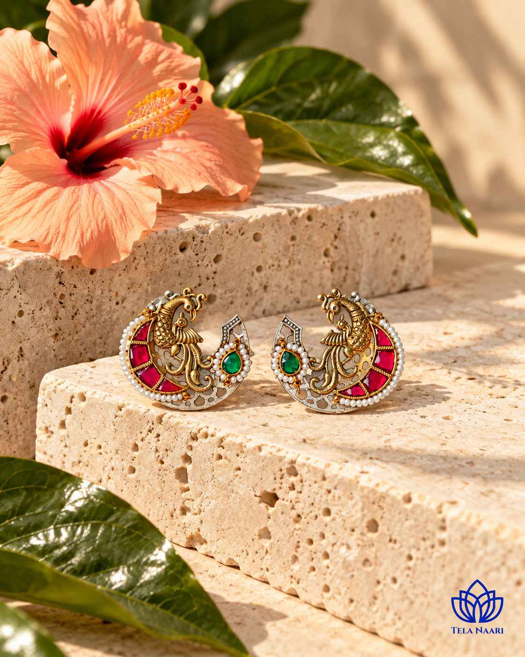 Falguni Dual Tone Fushion Pachi Kundan Stud Earrings