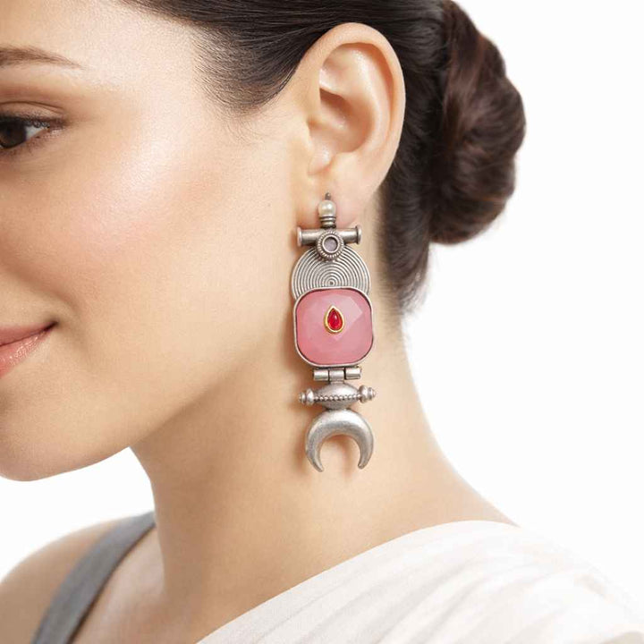 Half Moon Silver Plated Earrings