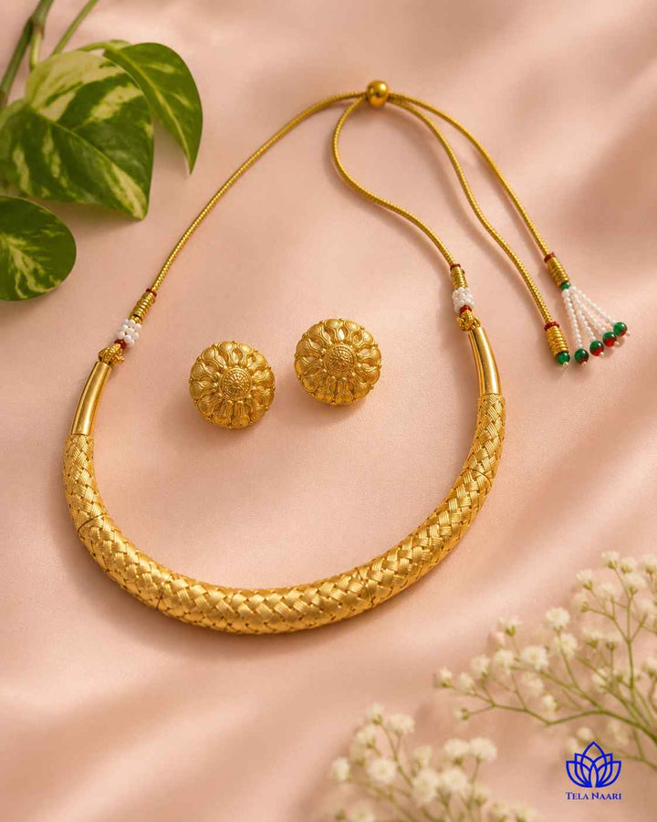 Nivedita Gold Plated Hasli Necklace Set
