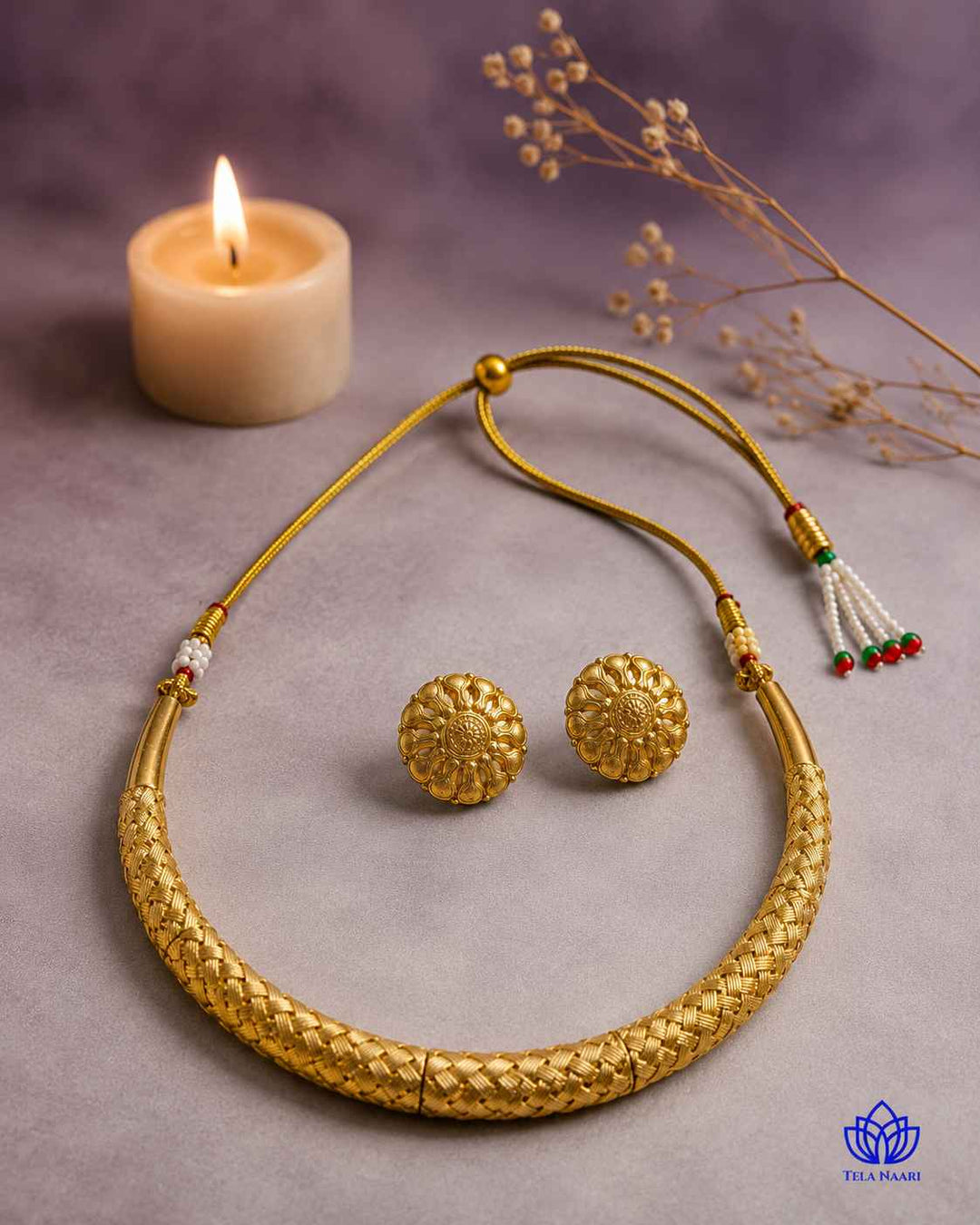Nivedita Gold Plated Hasli Necklace Set